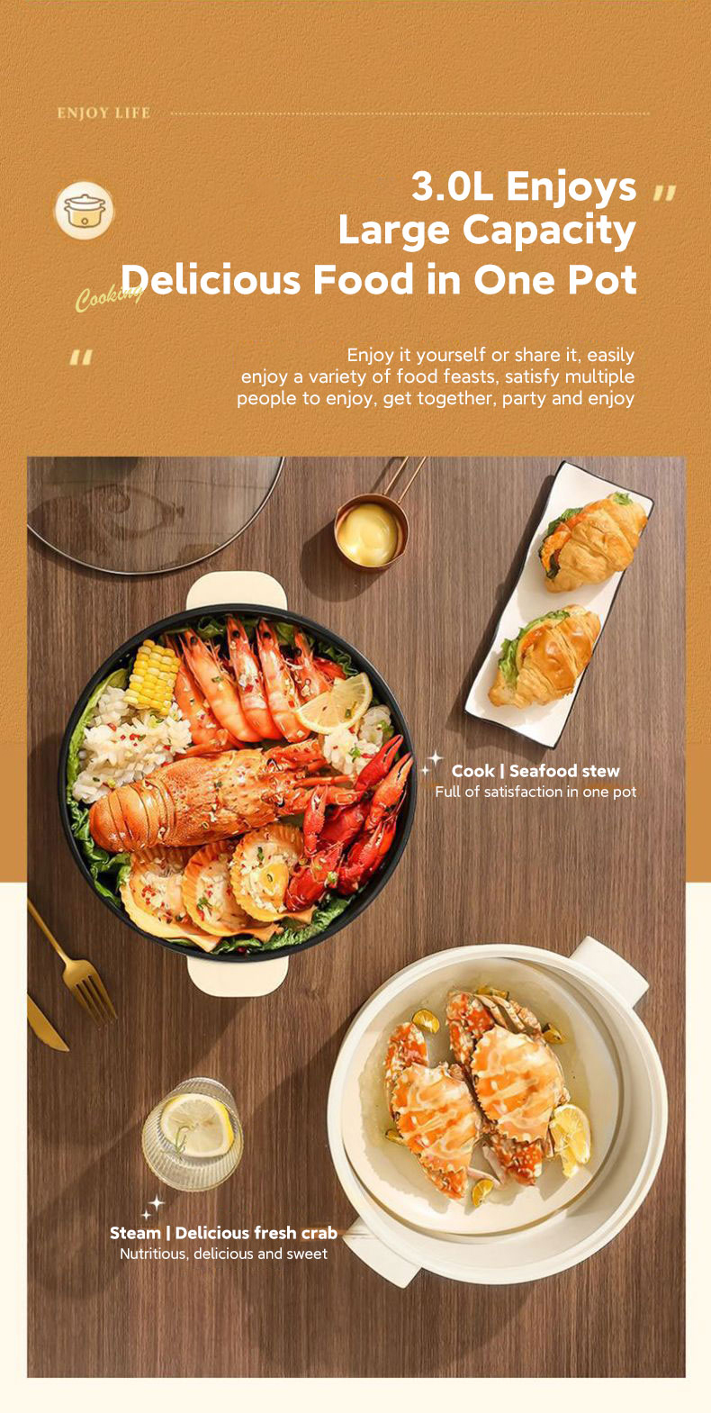 LANAI 5L Multifunctional Electric Cooker 1000W Non Stick Rice Cooker ...