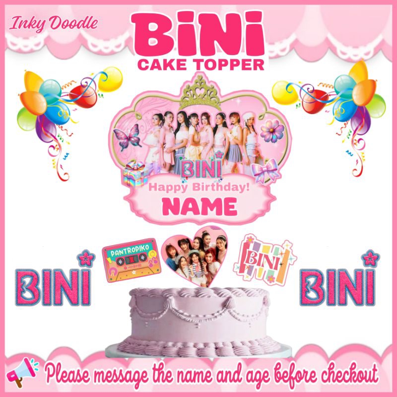 BINI Cake topper / PRINTED/WATERPROOF/ Customized with NAME AND AGE ...