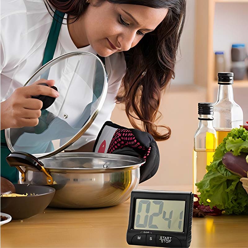 Digital Kitchen Timer Black Large LCD Display with Strong Magnet Back ...