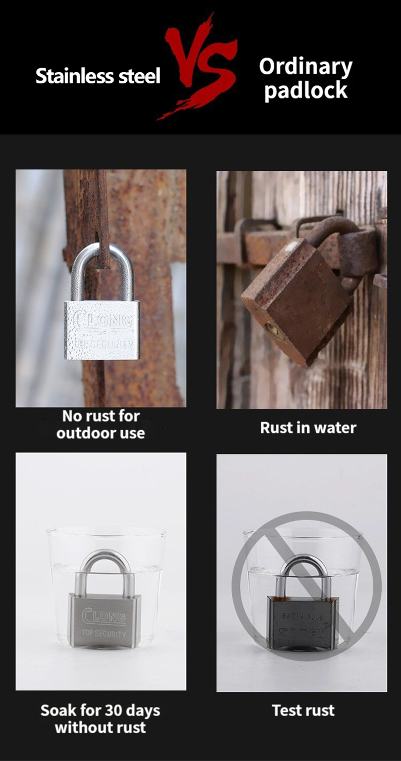 30mm/40mm/50mm/60mm Home Padlock With Key 304 Stainless Heavy Duty ...