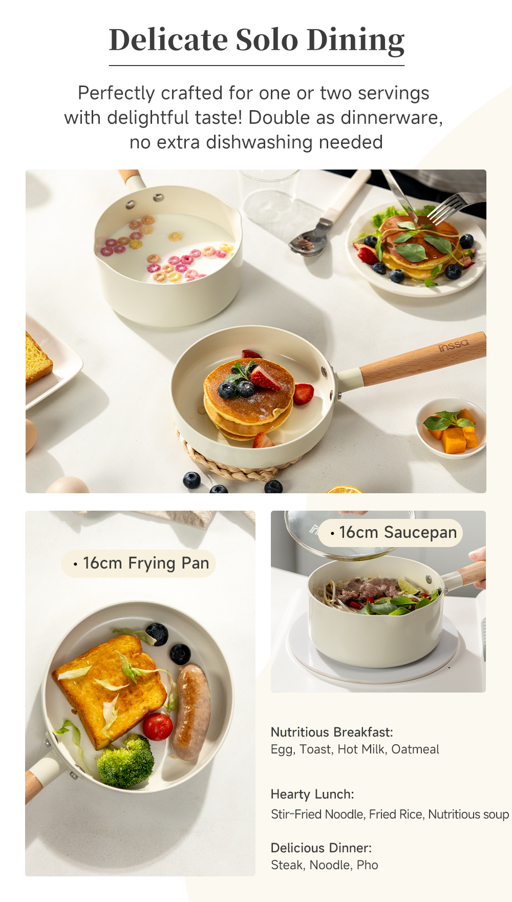 Simplus x inssa Non Stick Cookware Set 16cm Frying Pan 16cm Saucepan ...