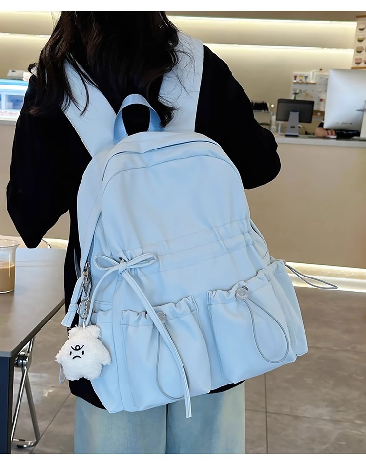 Japanese Ins Student Backpack Drawstring Bow School Bag Large Capacity ...