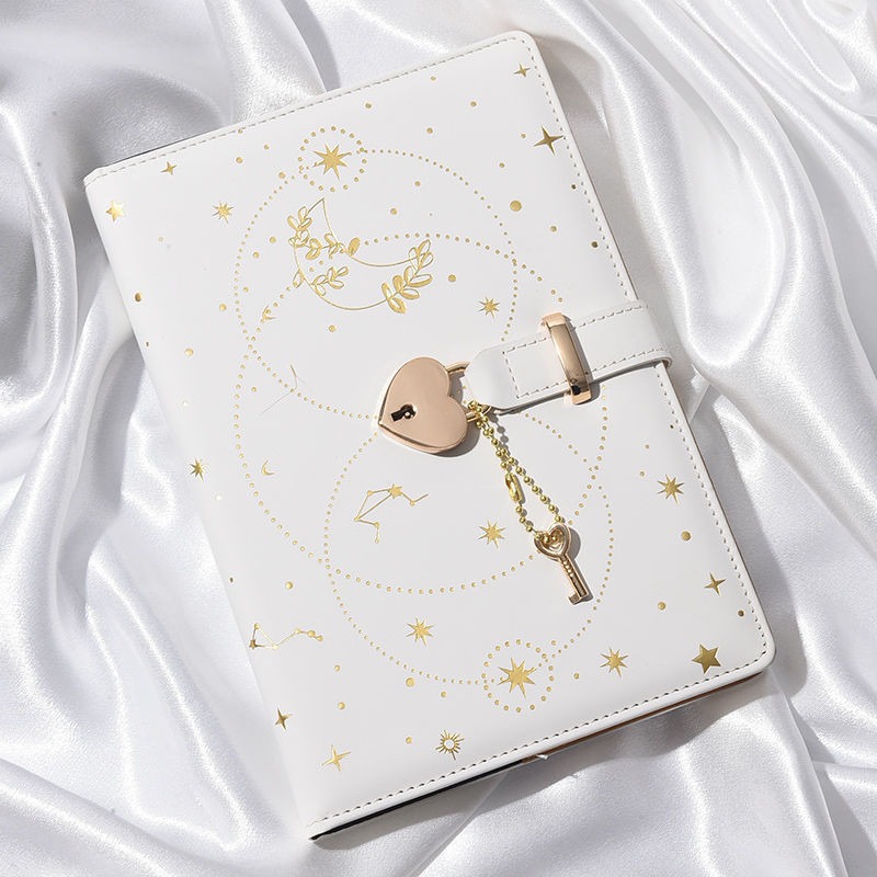 A5 Password Notebook Thickened Notepad Creative Heart Shaped Key Lock ...
