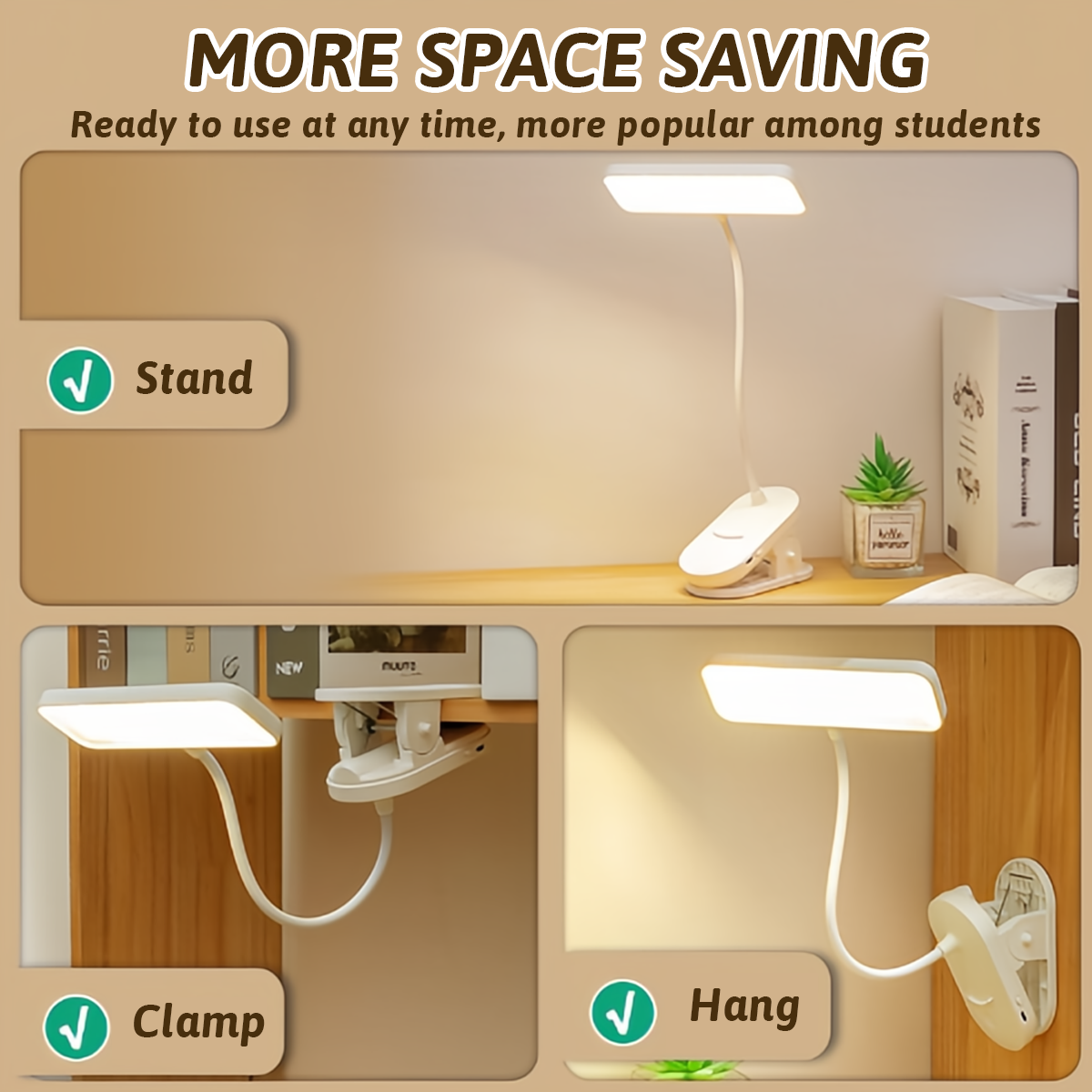 LED Desk Lamp Rechargeable Study Lamp USB Table Light For Bedroom ...