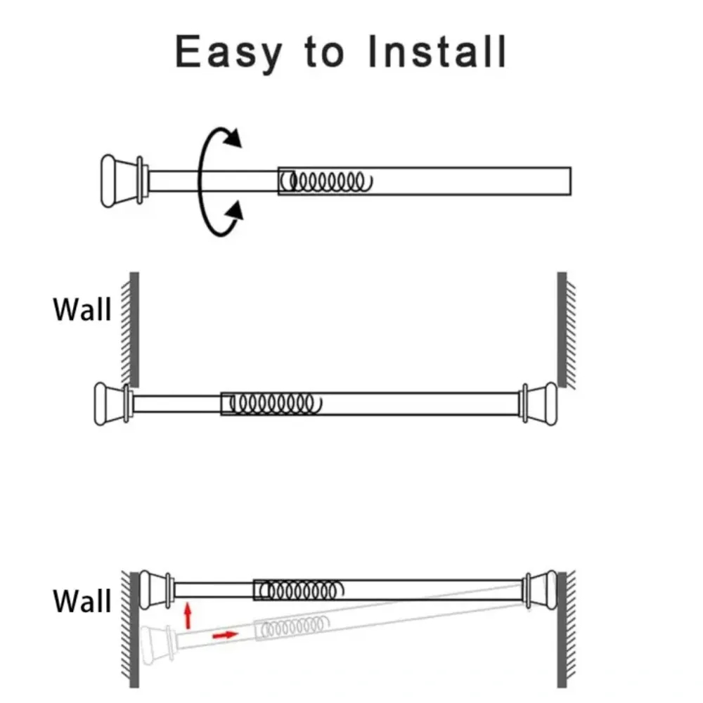 Punch-free Adjustable Telescopic Rod Extendable Curtain Rail Rod Shower ...