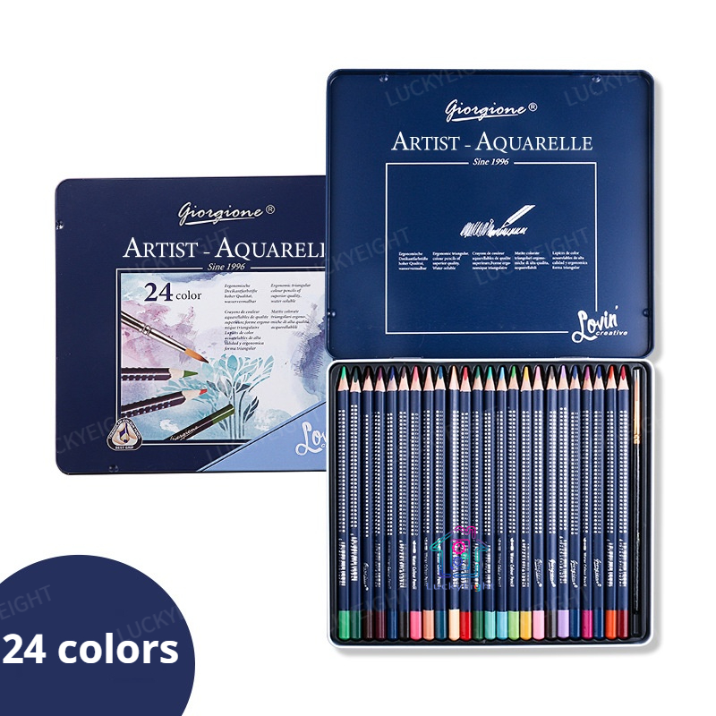 24 Colors Watercolor Pencils Gift Set Professional Artist Colored ...