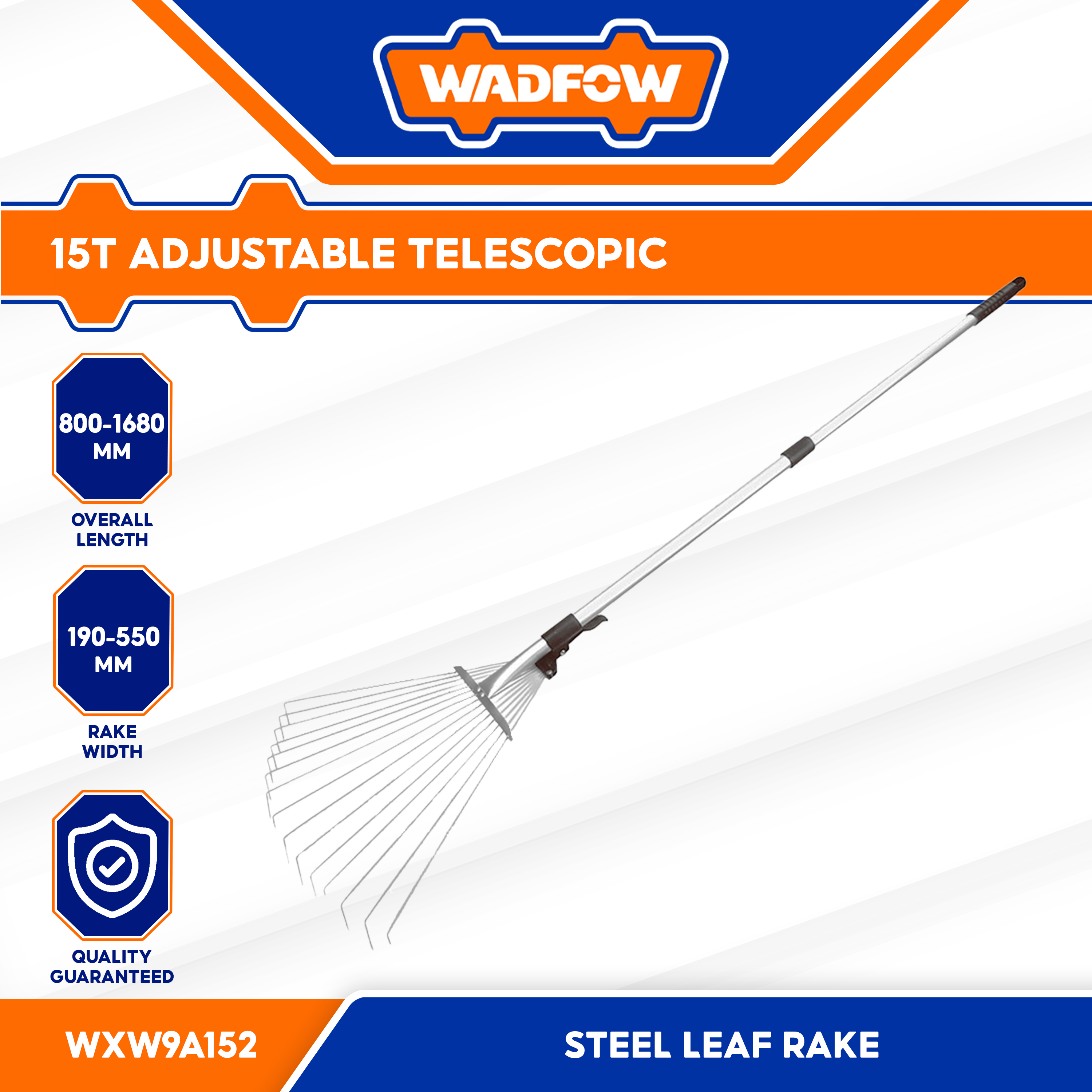 Wadfow 1680mm Metal Handle Poly Steel Leaf Rake | Raking Leaves Grass ...