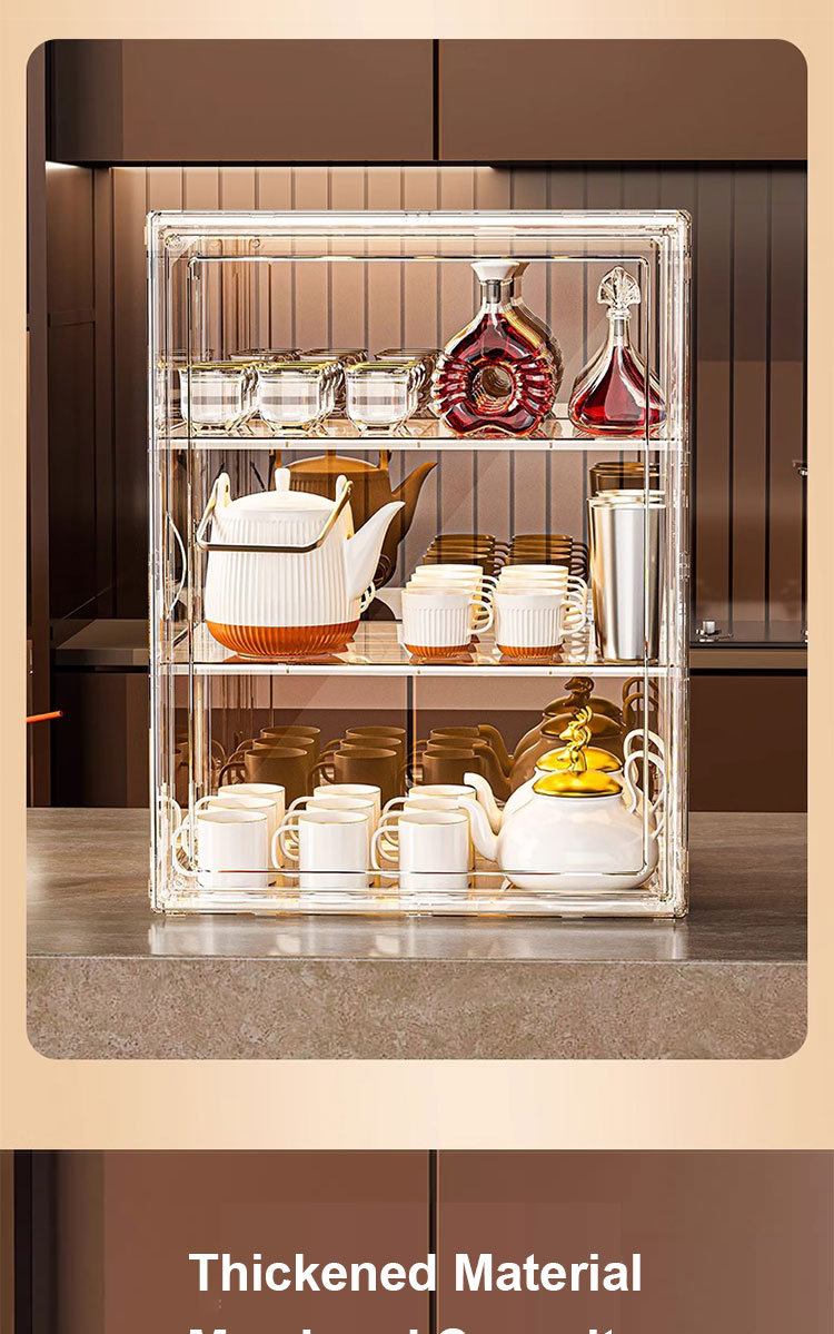 3 Layers Magnetic Acrylic Display Case Dustproof Cup Display Case ...