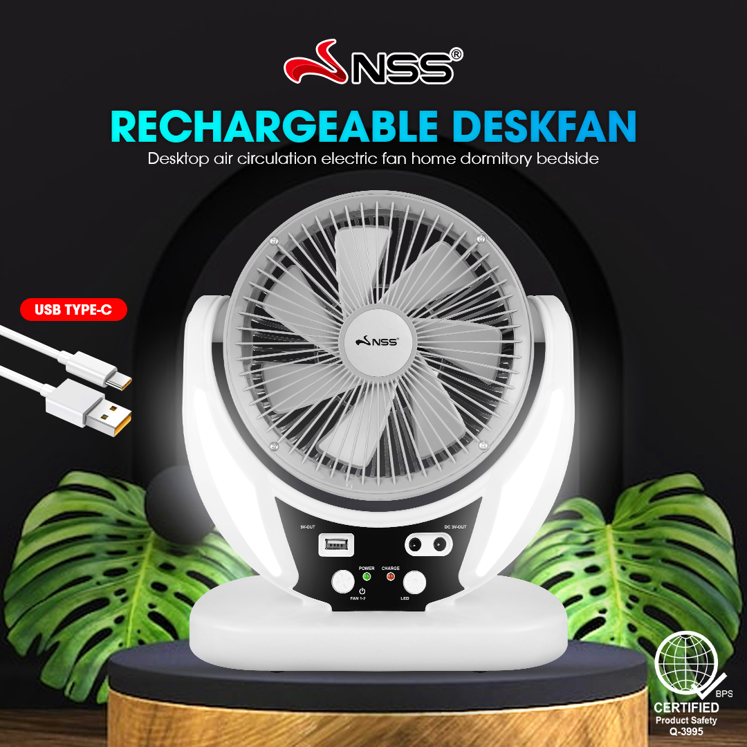 NSS Solar Desk Fan With Solar Panel 6/8 Inch Portable Rechargeable ...