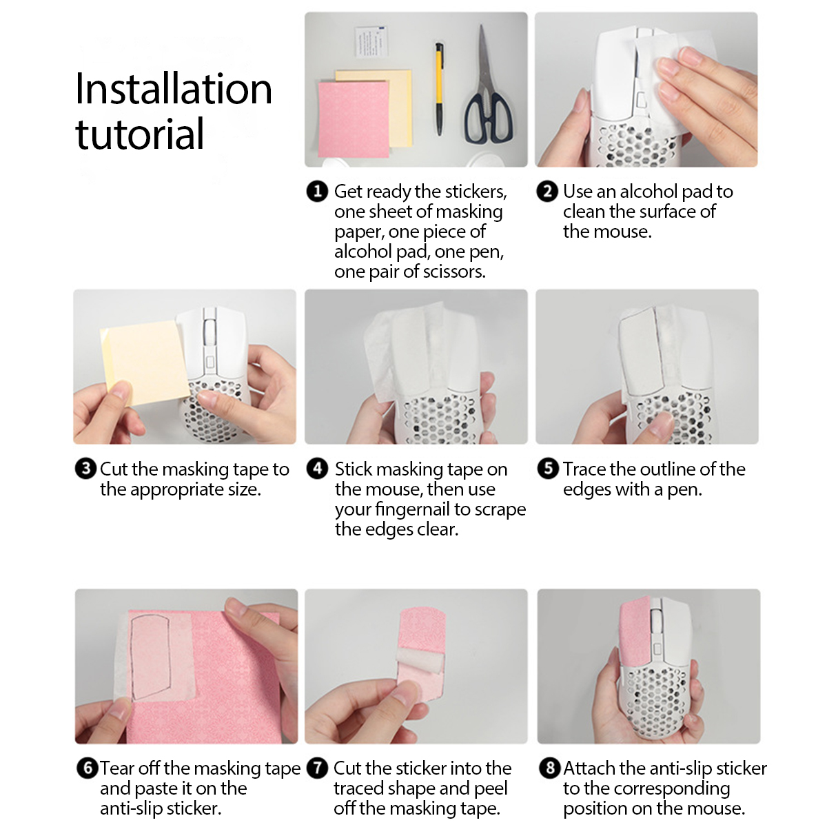 Universal Mouse Grip Tap DIY 12/15cm Anti-Slip Mouse Sticker For All ...