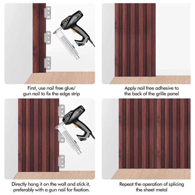 15pc Fluted Wall Panel Stickers Waterproof Grille Design Ecological ...