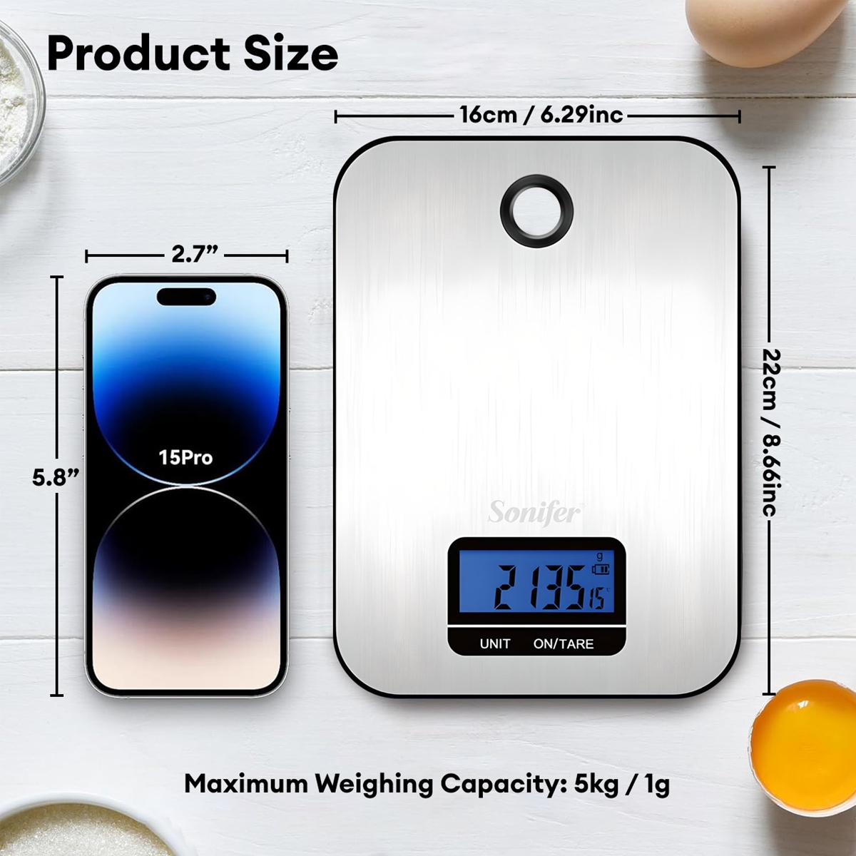 Sonifer DIGITAL KITCHEN SCALE with equipped with high precision strain ...