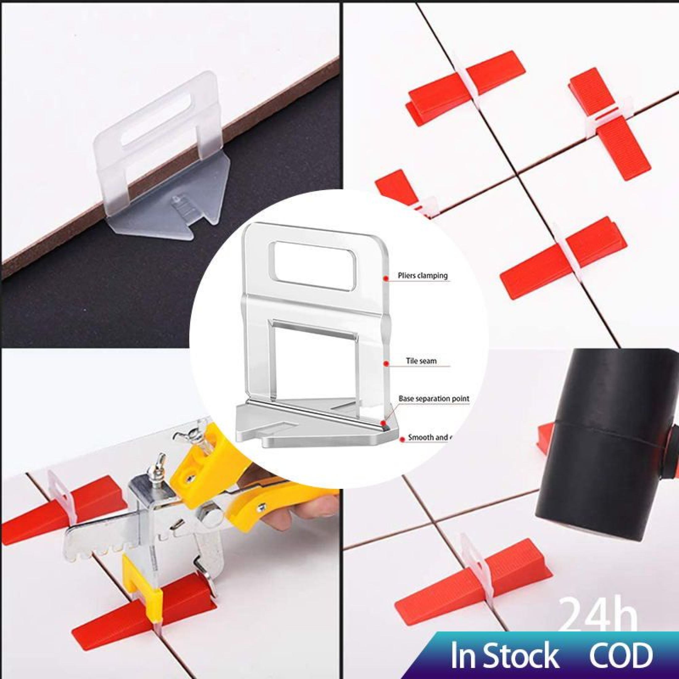 100-500pcs Ceramic Tile Leveling System Clips Spacers Straps Kit Set ...