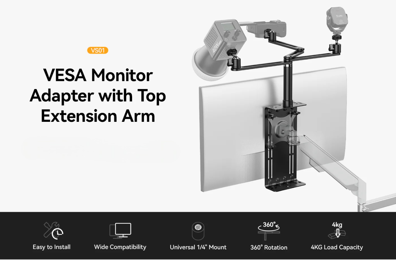 Ulanzi VS01 VESA Monitor Mount 3pcs Top Extension Arm for 27