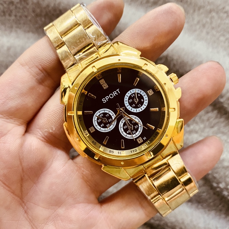 Relo Sport Stainless Steel Fashion Couple Watch For Men’s Women’s Gold ...