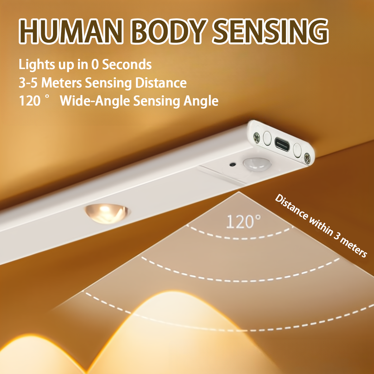 LED Motion Sensor Light Rechargeable Cabinet Light for Bedroom Kitchen ...
