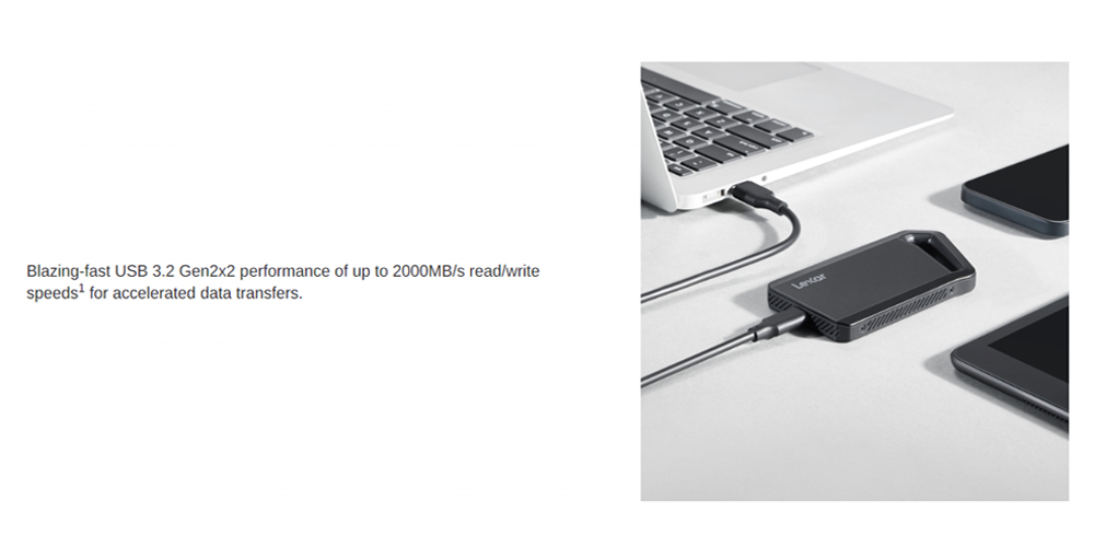 Lexar 2TB SL600 Portable SSD Solid State Drive with Bus Powered USB