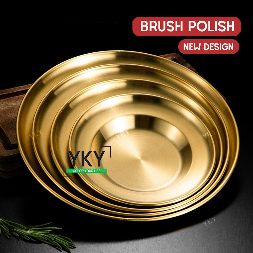 Stainless Dinner Plate Deep Plate Metal Round Plate Set Steak Pasta