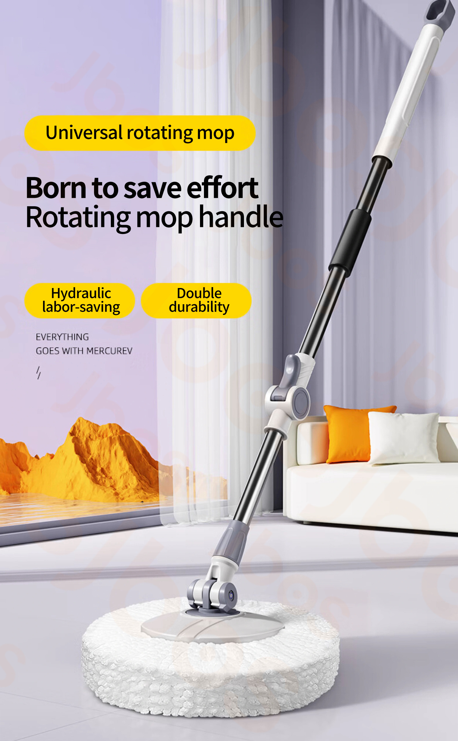 Jbos Universal Spinning Mop Handle Replacement Extended Sturdy