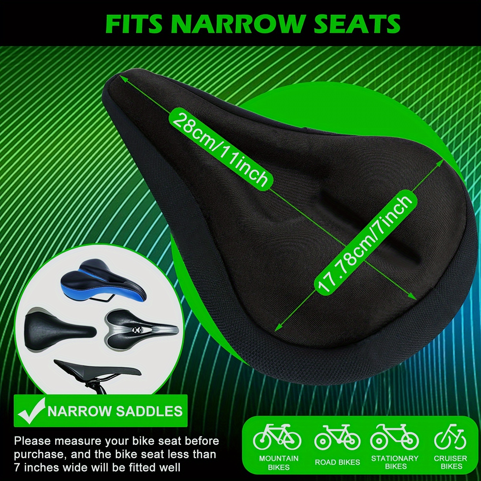 Comfortable Bike Saddle Cover Soft Silicone & Sponge Cushion for