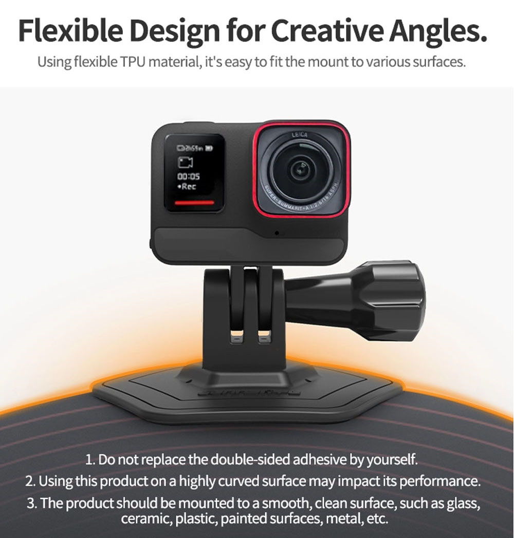 Action Camera Flexible Adhesive Helmet Base Flat Surface Curved Mount ...