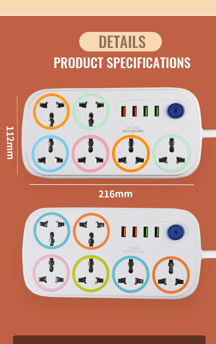 Power Socket Extension Socket Cable Moveable Multi Function Socket With ...
