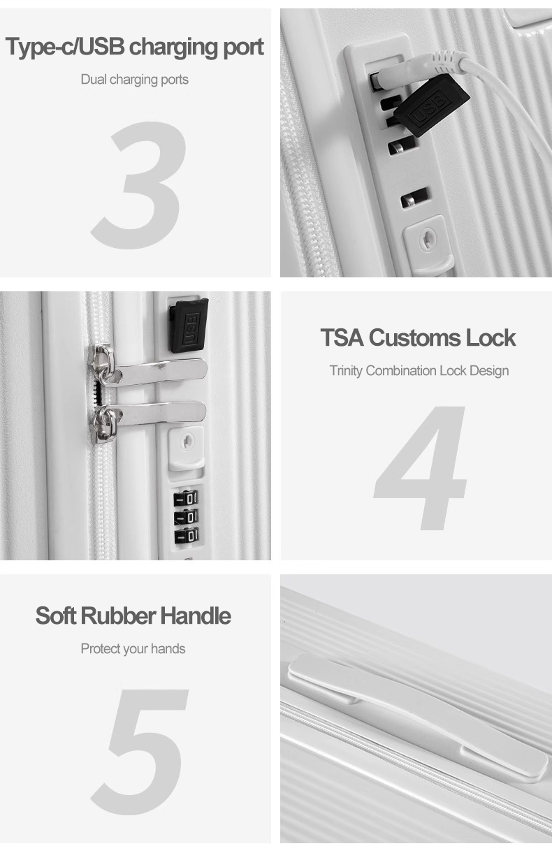 MC&HOME Extra Wide Luggage Multifunctional with Password Lock with USB ...