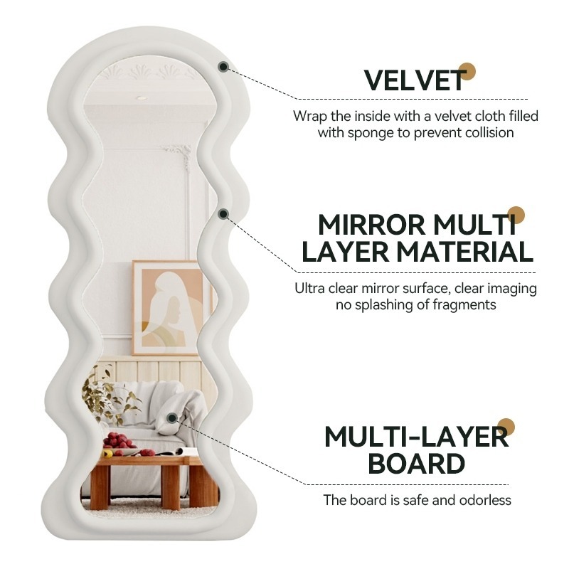 [Warranty]160/170CM Cloud Shape Full-length Mirror with Support Frame ...