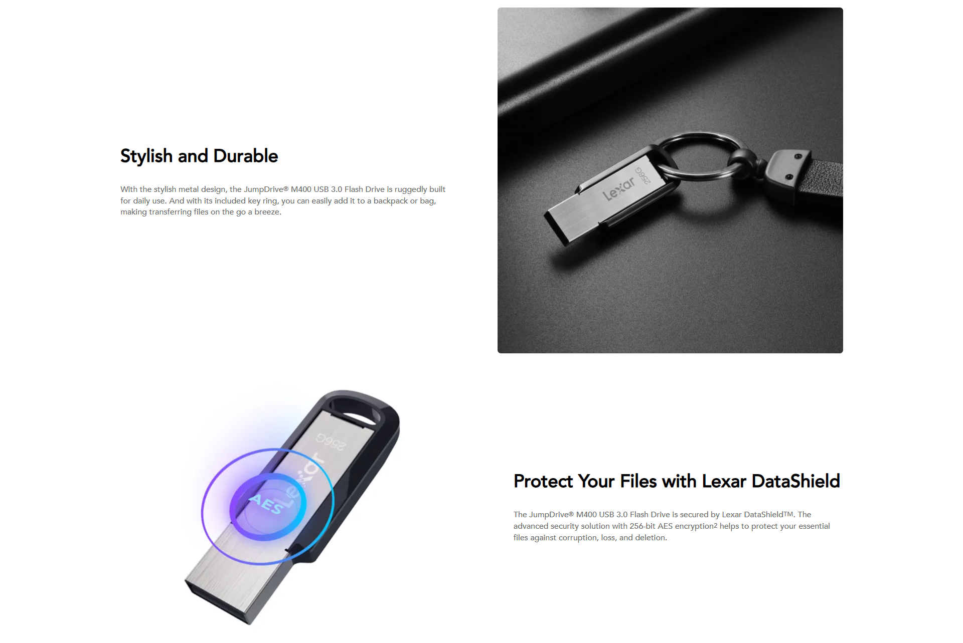 Lexar JumpDrive M400 32GB/64GB/256GB USB 3.0 256-bit AES Encryption ...