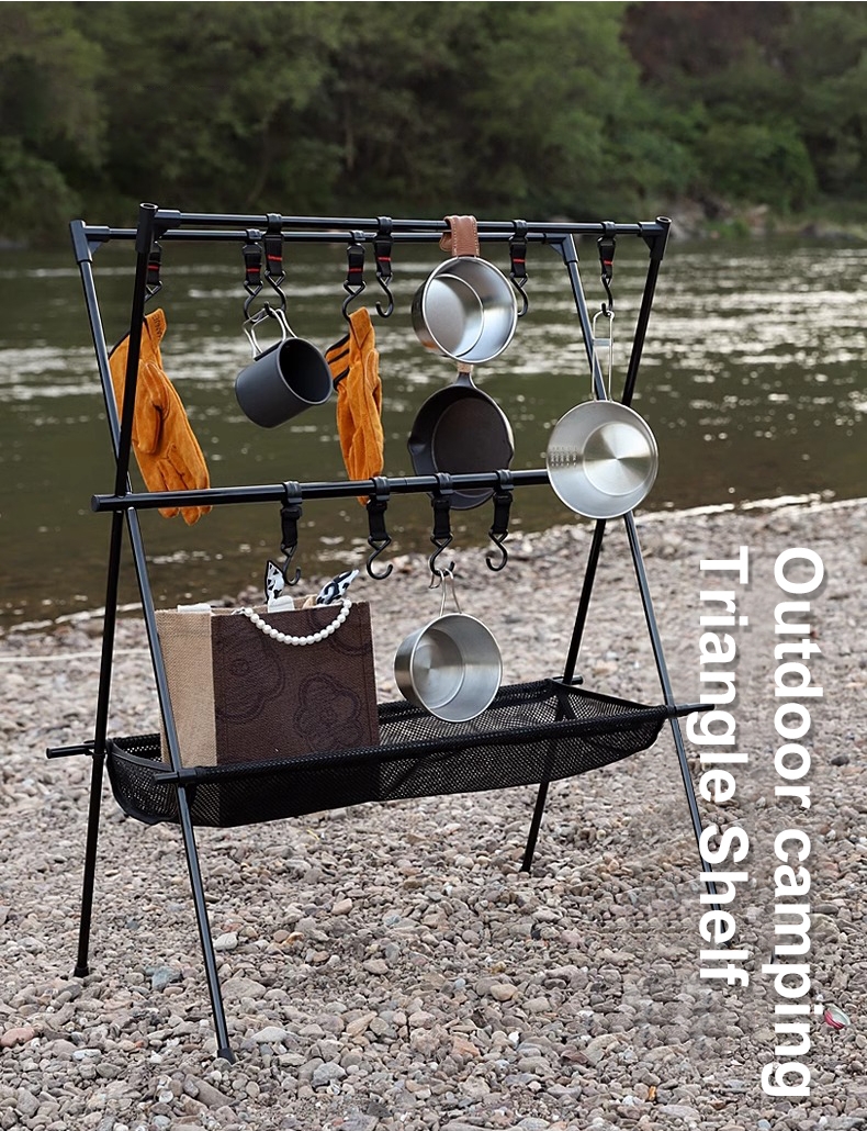 MC&HOME Outdoor Triangle Hanging Rack Camping Cookware Storage ...