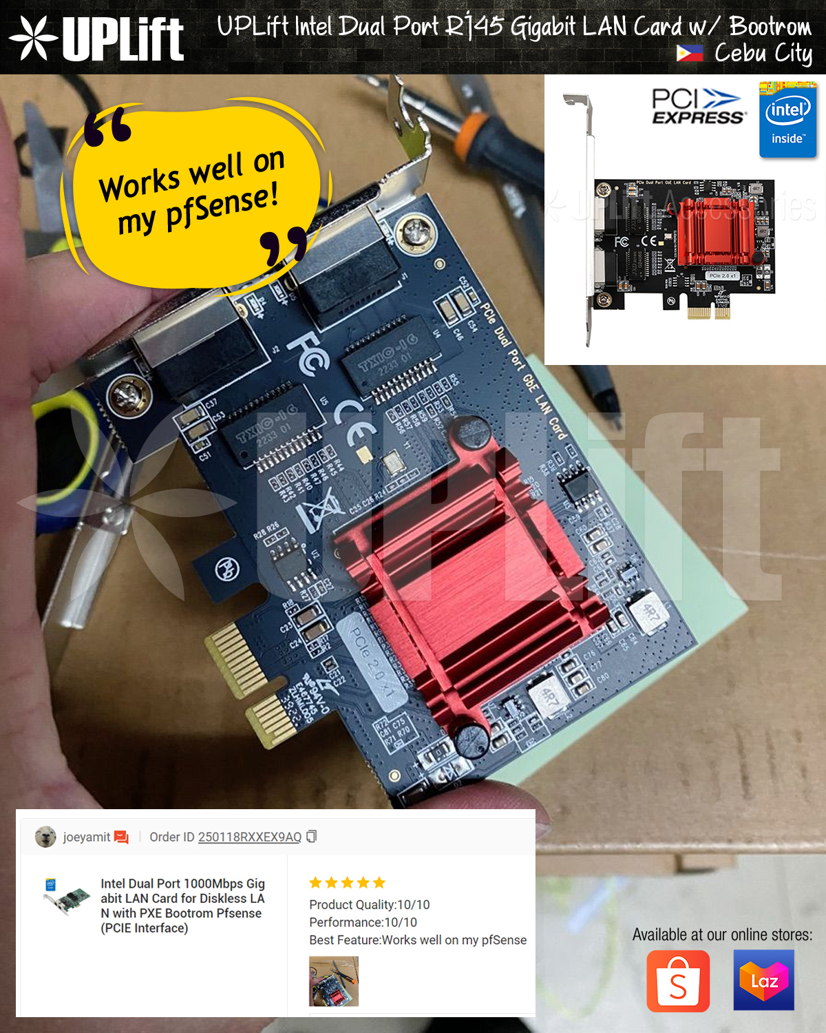 Intel Dual LAN Port 2-Port Gigabit Ethernet LAN Card with PXE Bootrom ...