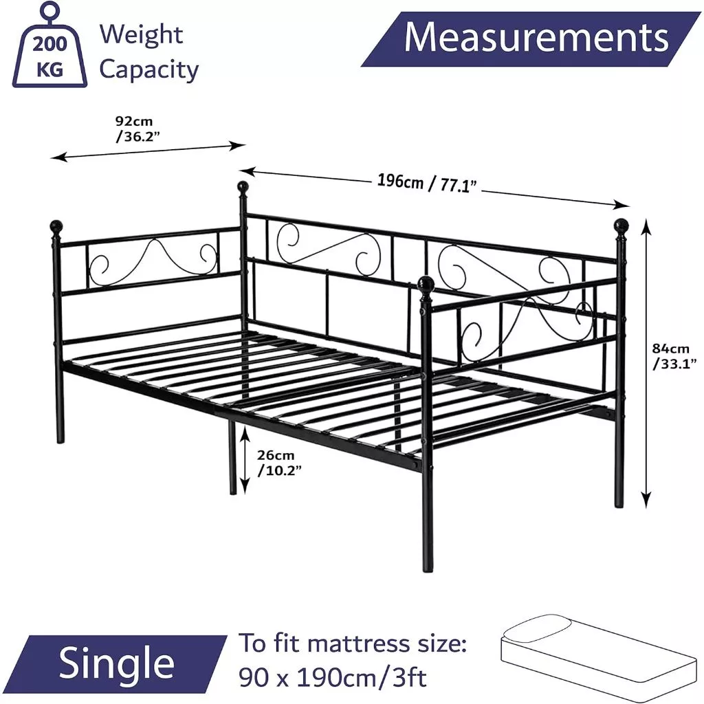 Simple Metal Daybed Frame Guest Sofa Bed Daybeds for Living Room ...