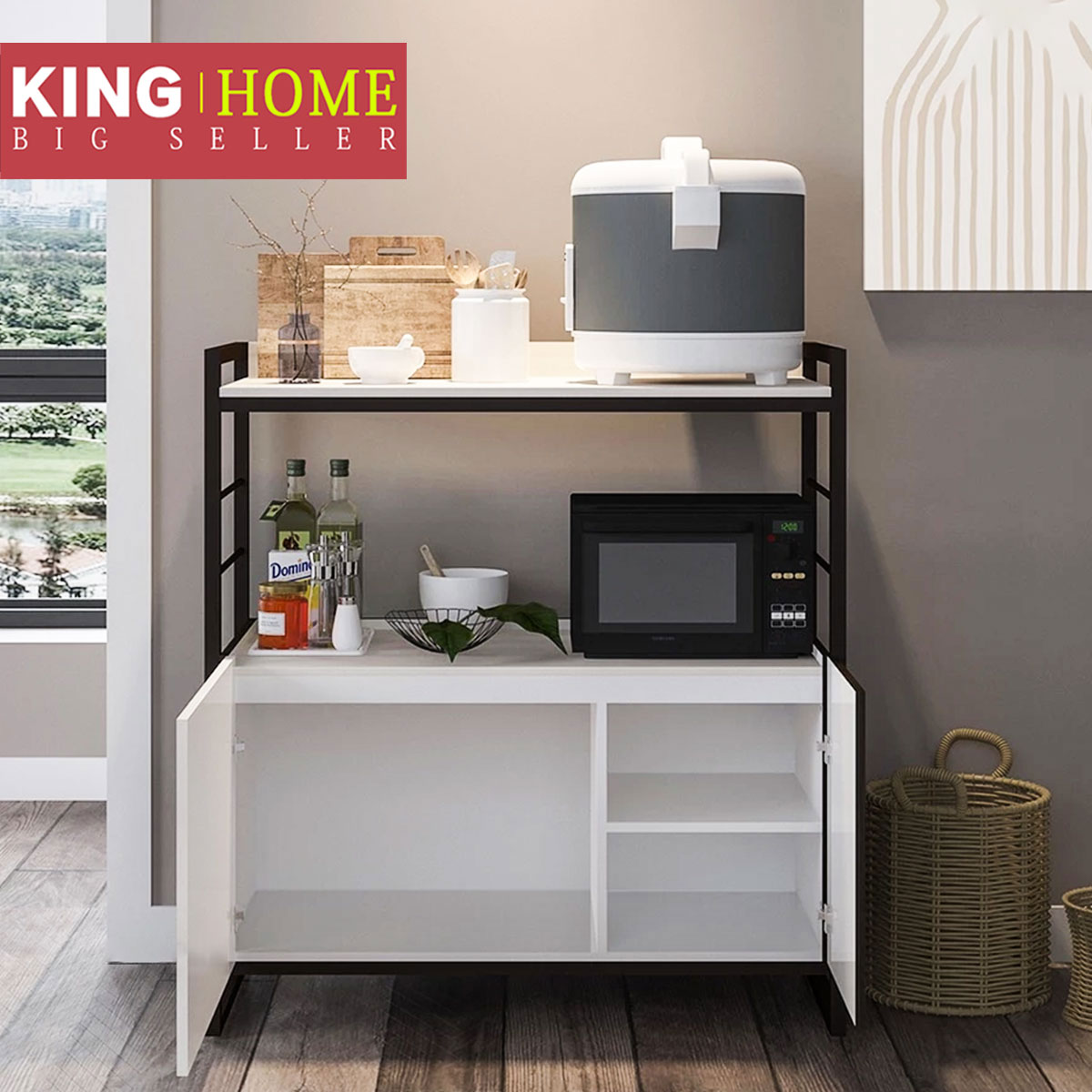 Vertical microwave storage cabinet, multi-layer kitchen storage rack ...