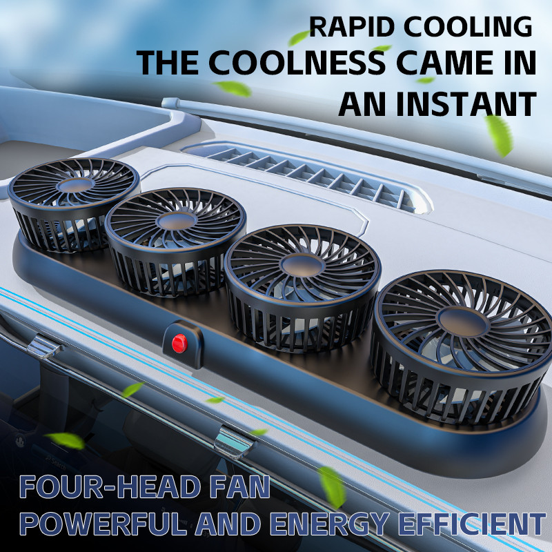 4-Head Car Fan 360° Rotatable Foldable USB Cooling Fan for Car | Shopee ...