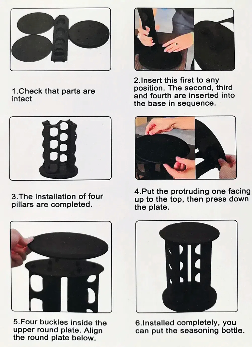 Black Countertop Rotating Spice Rack Empty 20-Jars Revolving Spice Rack ...
