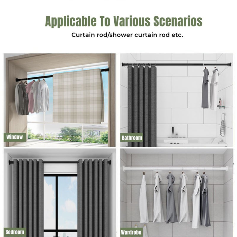 [Punch-free]Extendable Shower Rod Adjustable Curtain Shower Rod for ...