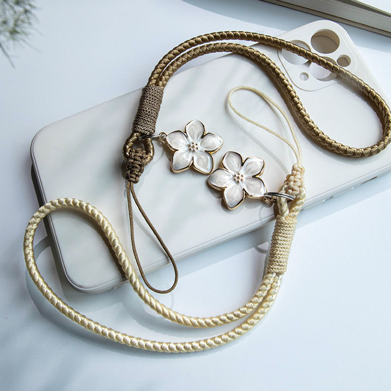Hand Woven Wrist Lanyard Antique Style Flower Phone Case Chain Durable ...