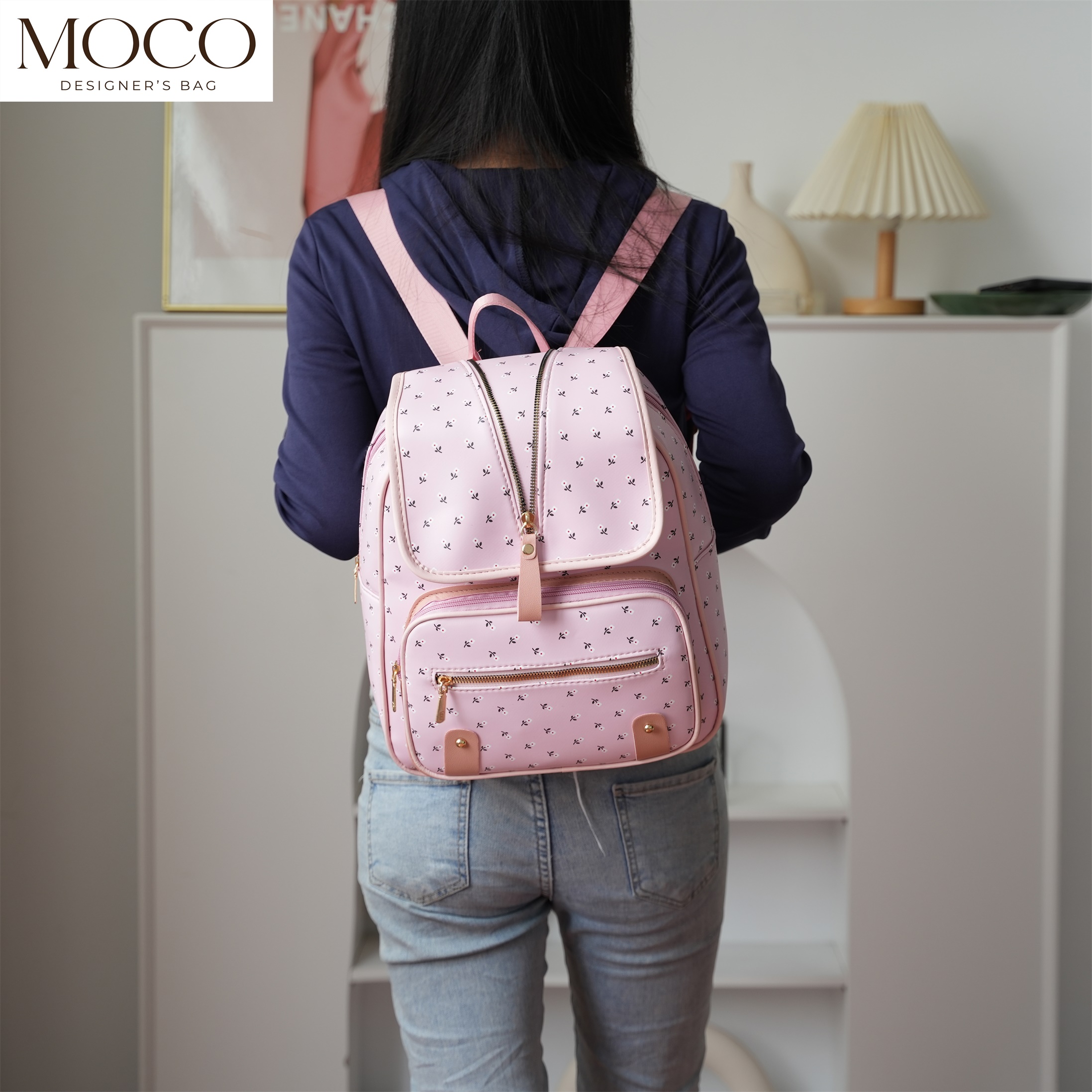 Moco Bags Korean Fashion Original Backpack PU Leather Bag For Women ...