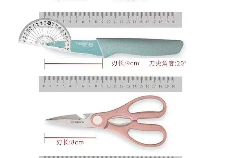 JOY 6PCS Kitchen Knife Set Colorful Stainless Steel Cleaver Scissor ...