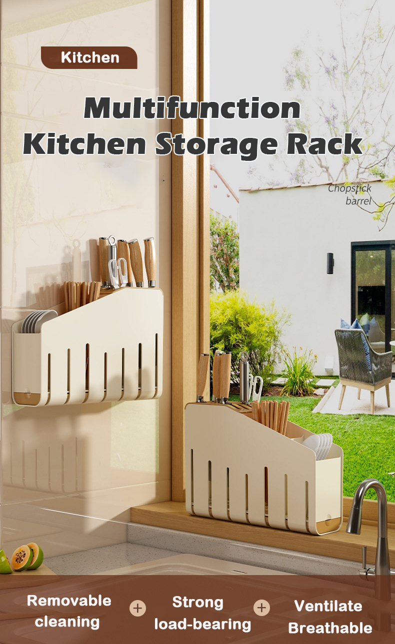 Multi-grid Knife Rack Kitchen Wall-hanging Storage Rack Simple ...