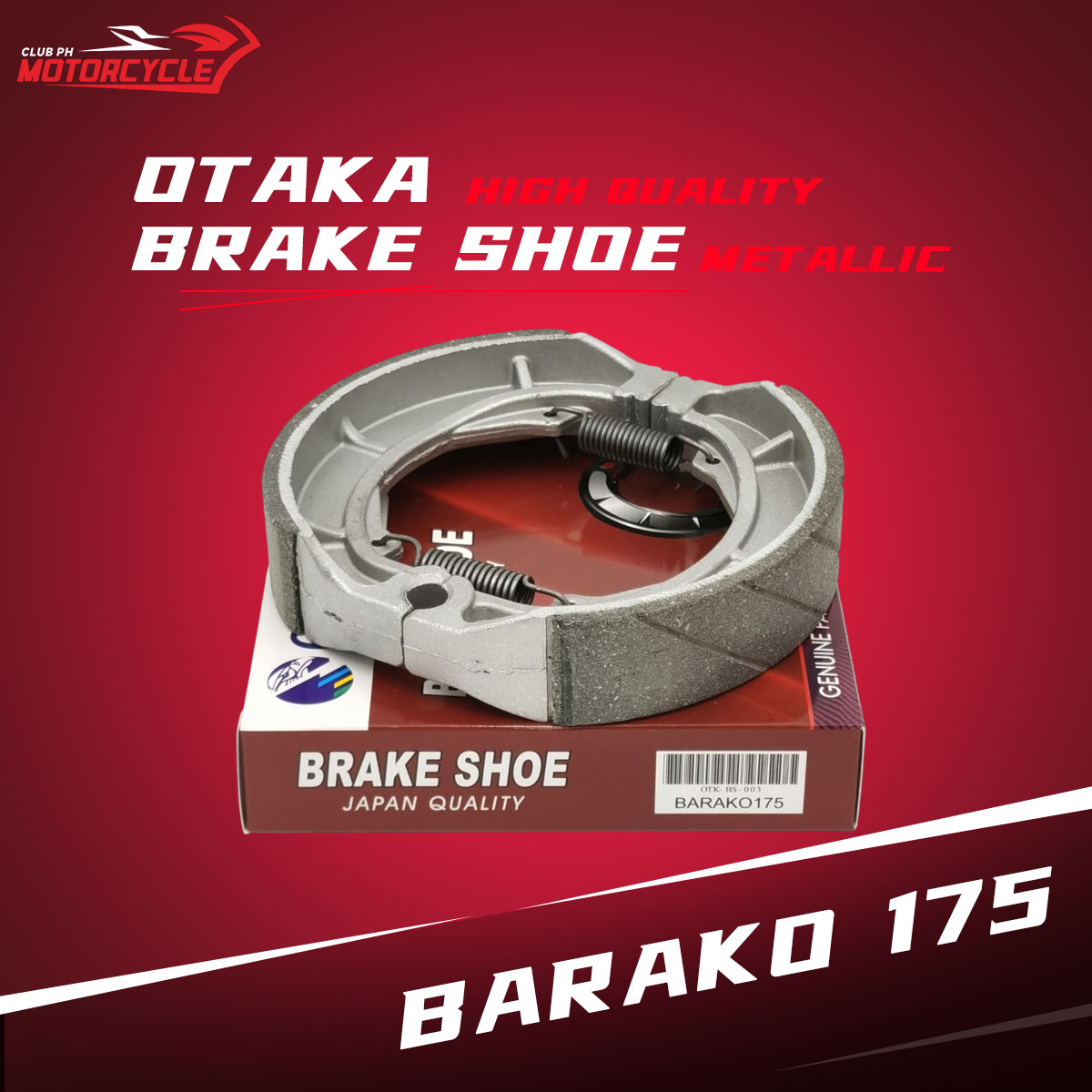 CLUB PH MOTORCYCLE BRAKE SHOE FOR XRM110/GD110/HD3/BRAKO175/RS100 ...
