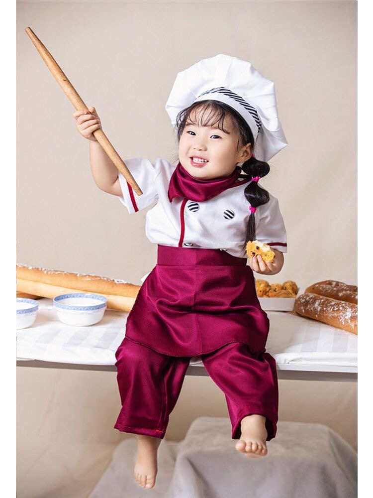 Chef Cosplay Costume For Kids Kitchen Work clothe Jackets Chef Uniform ...