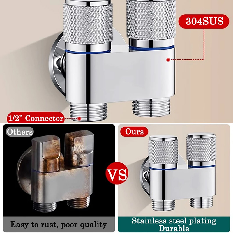 304 Stainless Steel Multi-Function Standard Spout Two Way Angle Valve ...