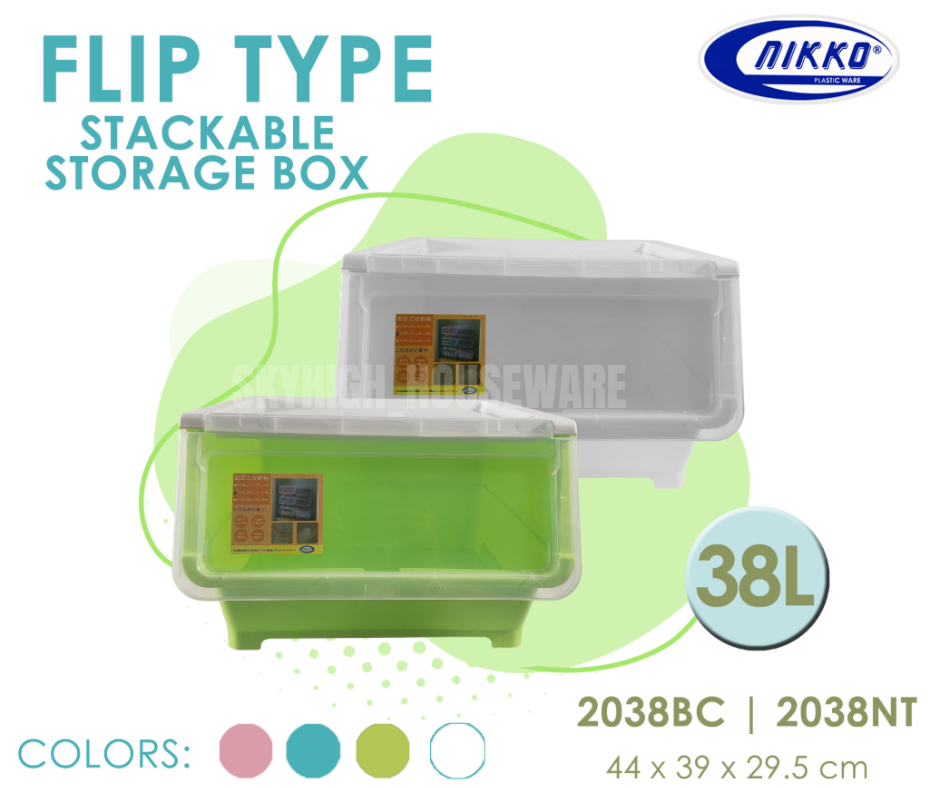 NIKKO HEAVY DUTY STORAGE BOX FLIP TYPE WITH WHEELS (TRANSPARENT ...