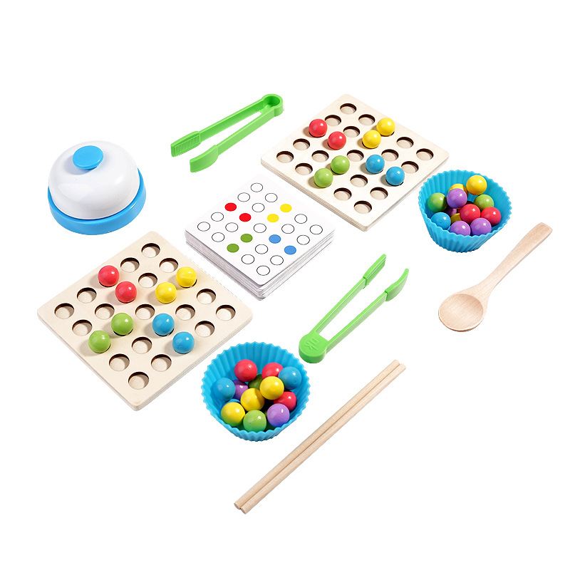 Montessori Wooden Toy Wooden Clip Beads Math Toy Sorting Bowls Color ...