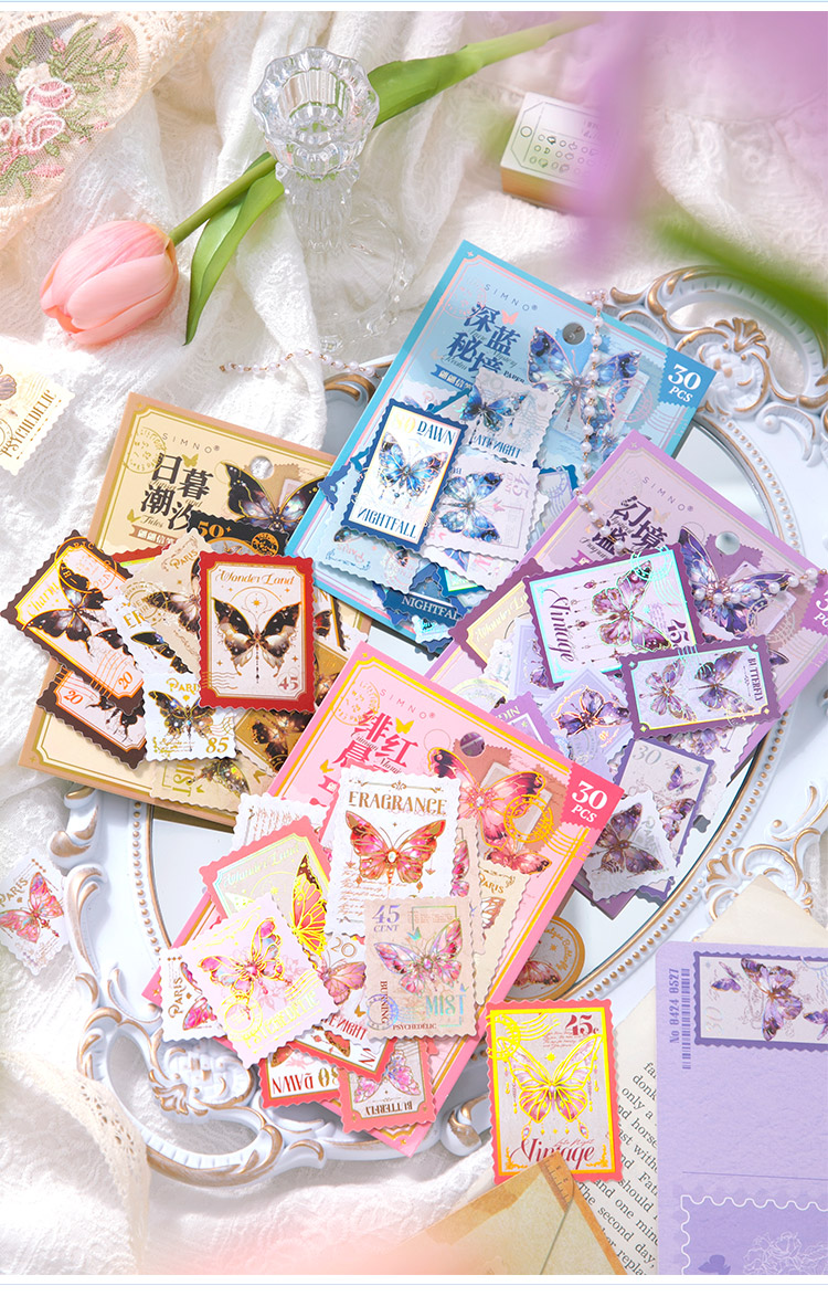 Butterfly Dancing Letterhead Series Stamp Sticker Pack Butterfly Cute ...