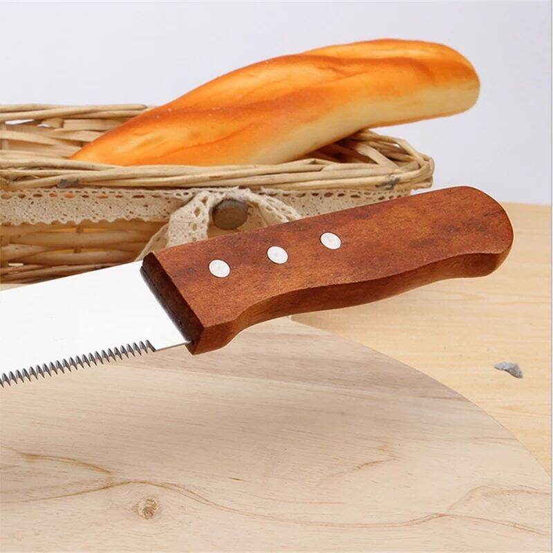 8/10/12 inch Bread Knife Stainless Steel Wooden Handle Serrated Bread ...