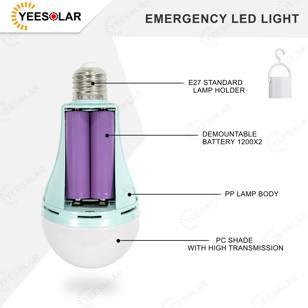 YEELITE 20W Multi-Function LED Bulb Battery Backup Emergency Light ...