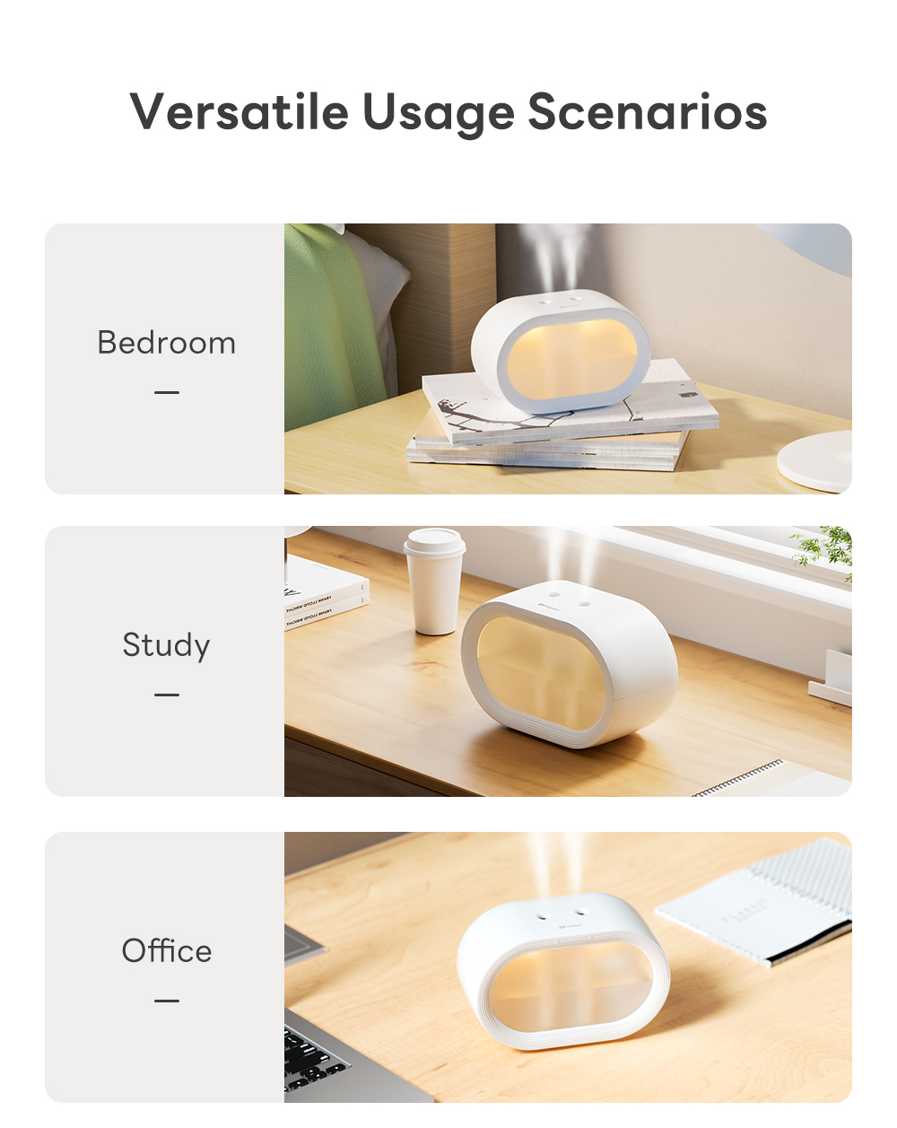 Simplus Humidifier Desktop Dual-Spray Humidifier with Ambient Light ...