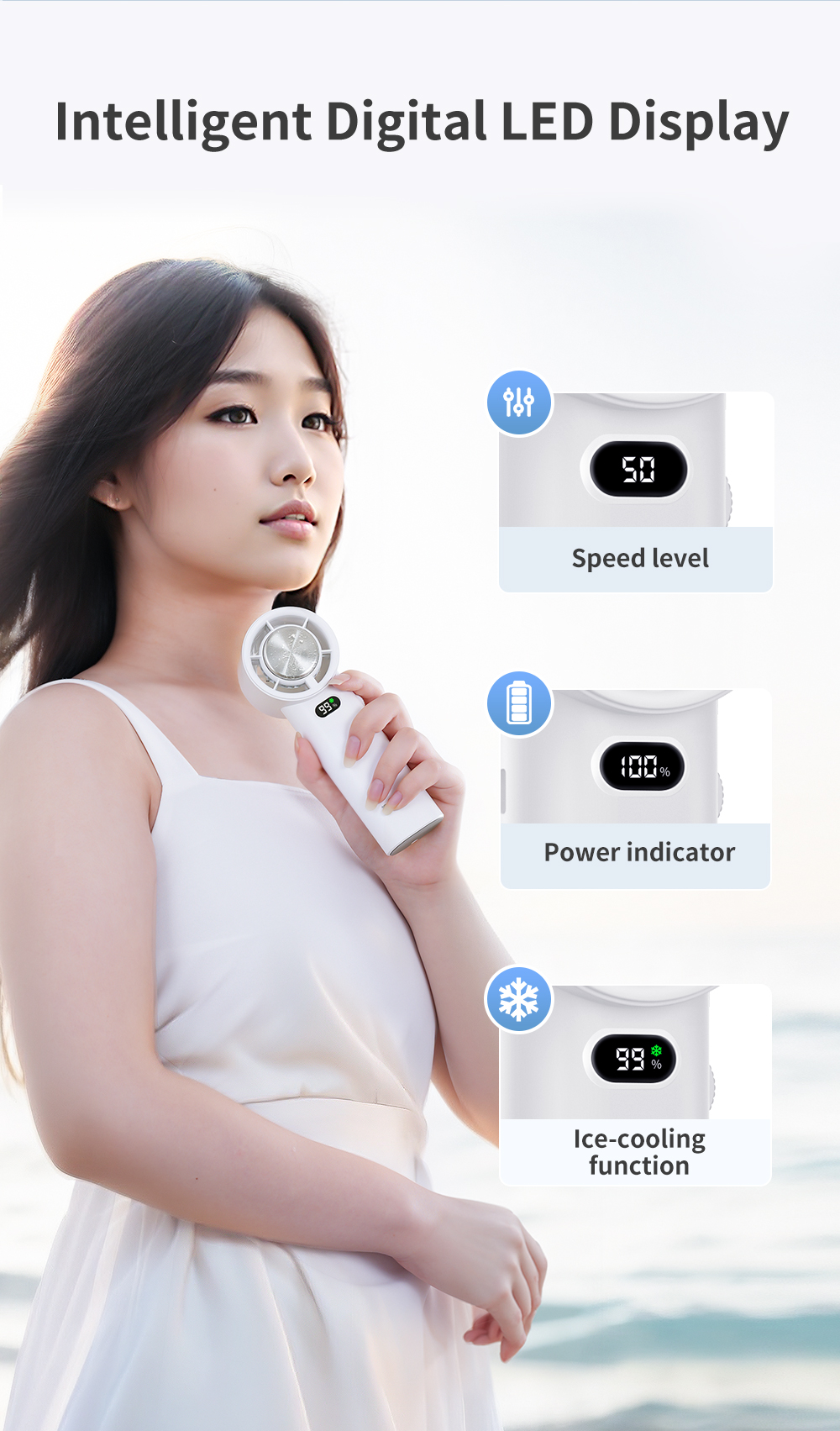 Simplus Mini Handheld Fan with High Speed Ice-Cooling Function 100 ...